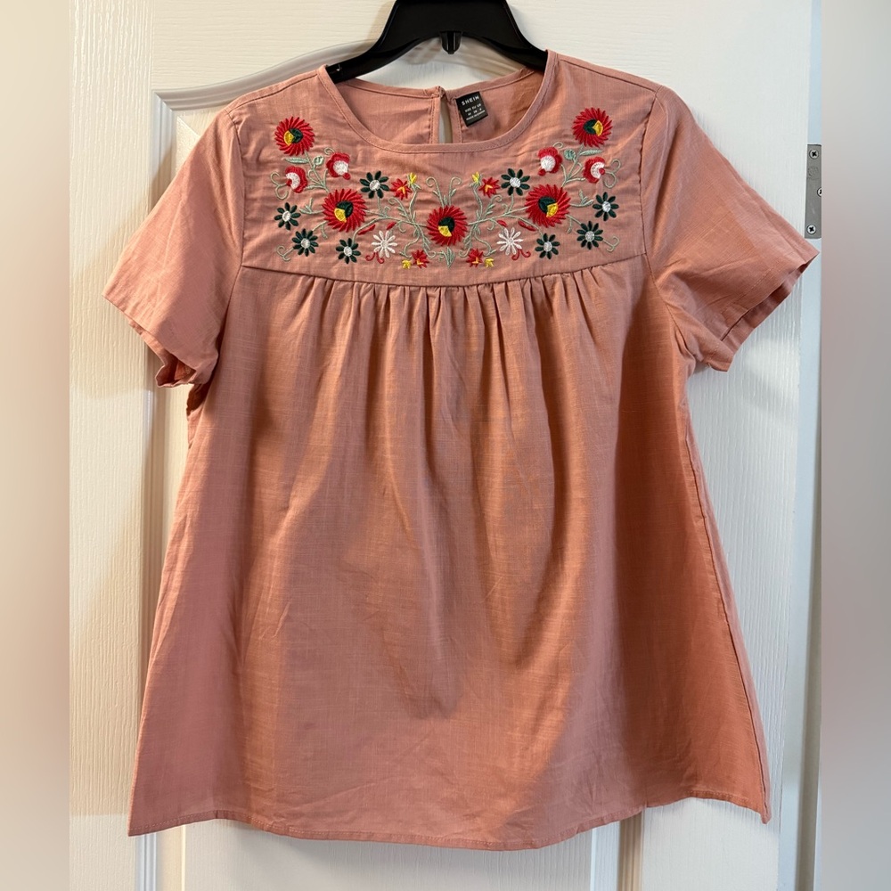 Embroidered Pink Blouse